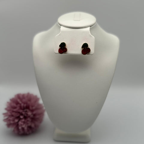 A380-Aretes cherry con borde en oro