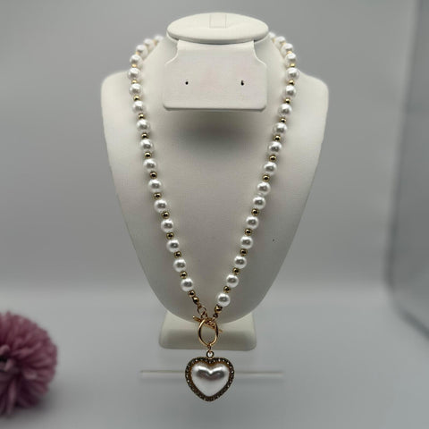 C486-Collar de perla corazón