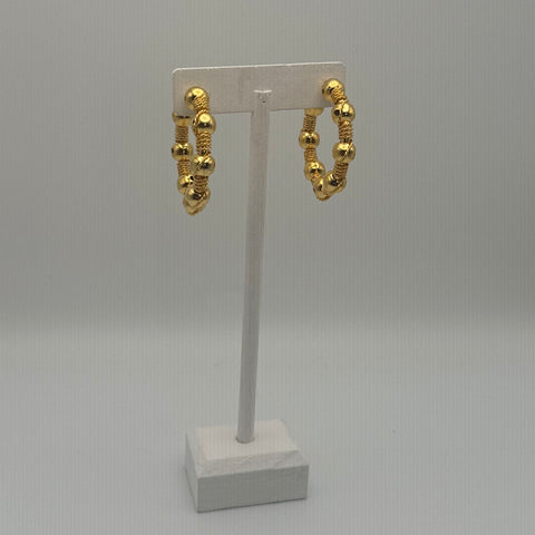 A24K-1062-Aretes esferas con cuerdas entrelazadas
