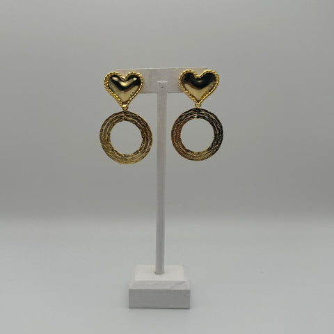 S24K-1099-Aretes aro con corazón reflejante