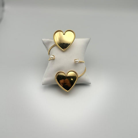 B24K-1060-Bangle corazón reflejante con perla
