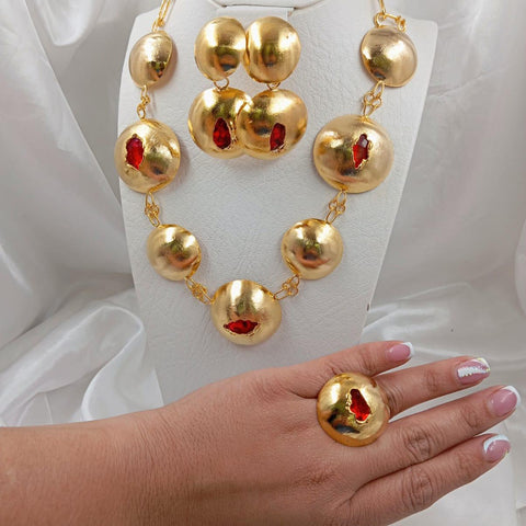 C24K-1000-Collar- Set volcán rubí