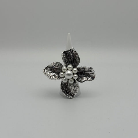 S-122ZK-Sortija Pétalos y perlas