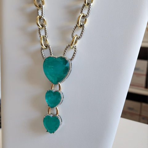 C-423DG-Collar Tres Corazones Cuarzo