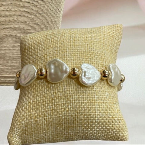 P311GT-Pulsera de Perla Corazon
