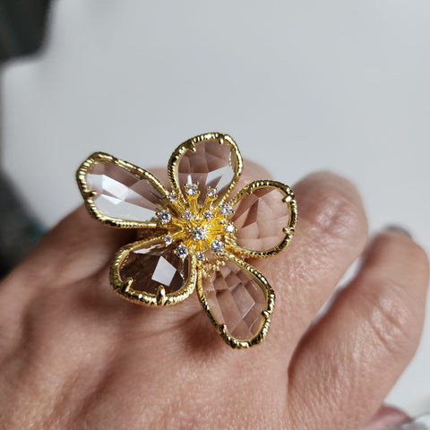 C332LK-Anillo Flor de Cristal