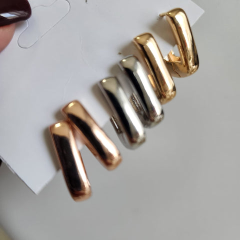 A163-OL-Trio de Aretes en tres Tonos