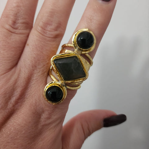 Anillo Onix oscuro Rombo
