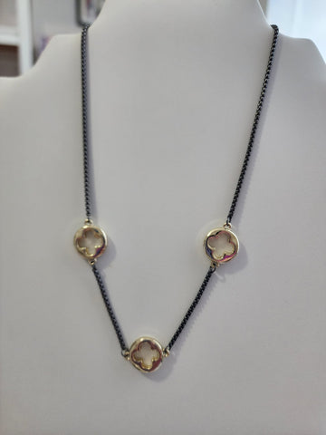 Cadena de 3 Clover Pewter Corto