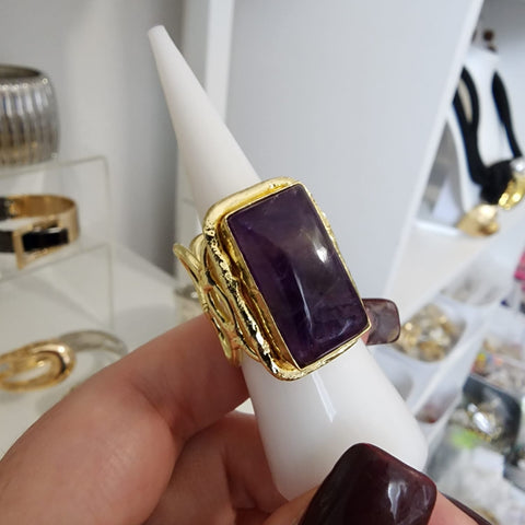 Anillo Violeta Rectangular