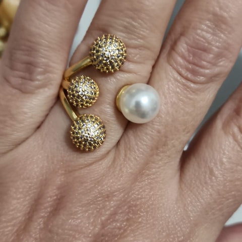 Anillo 3 esferas y perla