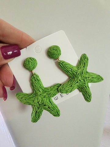 Aretes en Rattan estrella