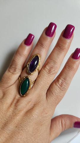 Anillo Doble Verde-Morado
