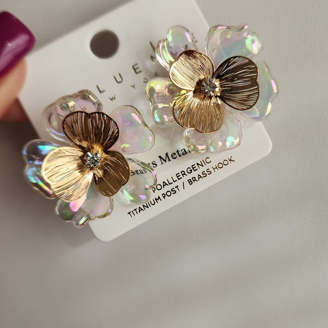 Aretes Flor doble cristal
