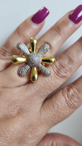 Anillo Margarita Diamantada dos tonos