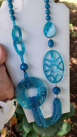 Collar azul turquesa esfera ovaladas