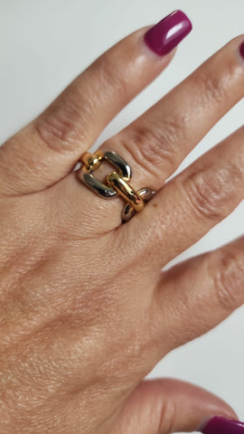 Anillo Eslabón dos tonos