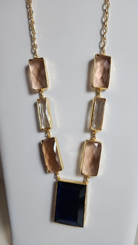 Collar de Cristal  Clear, Ambar y Negro