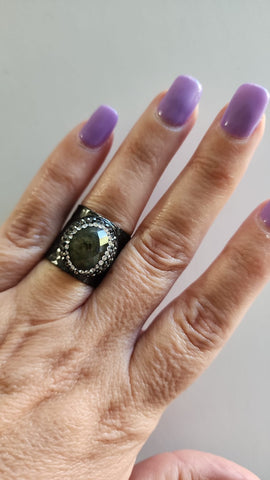 Anillo Cuarzo con cristales