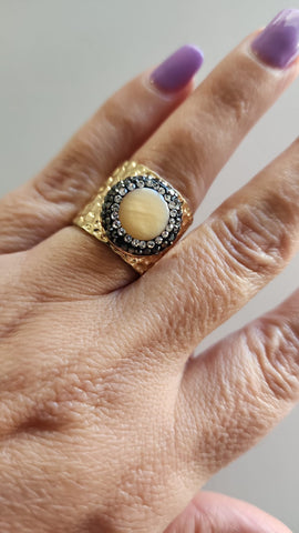 Anillo con Cristal y Cuarzo