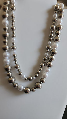 Collar Doble Perla dos tonos