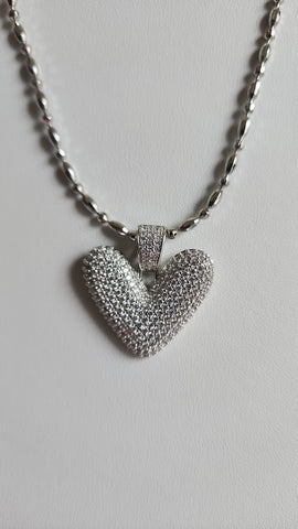 Corazón Plata Diamantado