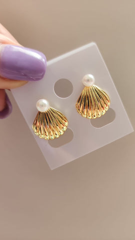 Aretes de Almejas  Con Perla