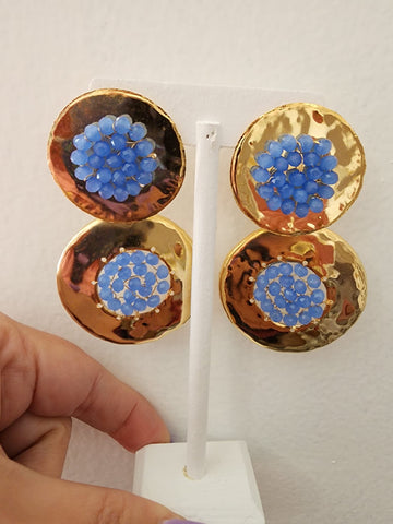 Aretes en Cuecas Azules Baño 24k