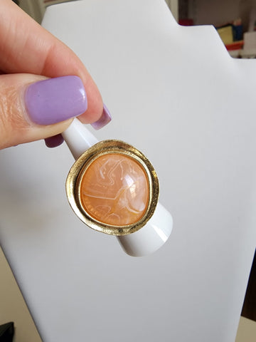 #856-Set Coral Anillo -Aretes Liquidacion