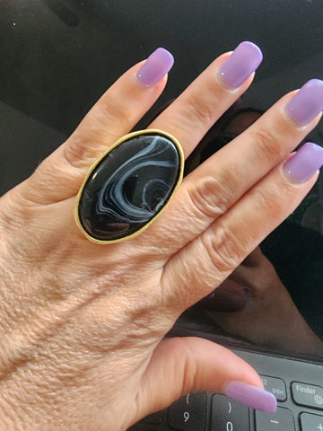 Anillo Ovalado Marmoleado