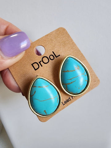 # 555-Aretes de Gota Turquesa