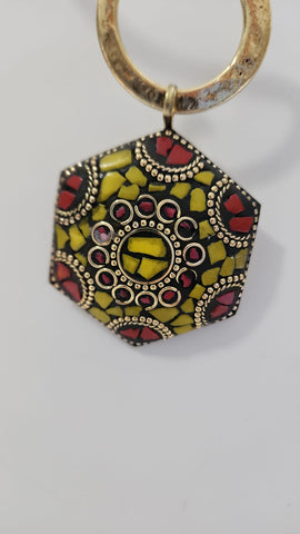 Mosaico Hexagonal amarillo con rojo