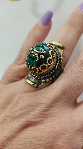 Anillo Mosaico Verde dividido