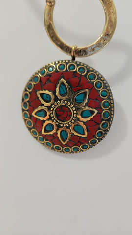 Mosaico Circular Rojo con dorado Pequeño