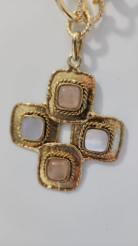 Gema de Cuadros Cuarzo Blanco y Rosa