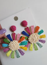 Aretes de Flores  Rattan en Colores