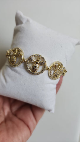 Pulsera de Abejas Oro Diamantado
