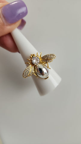 A523-37-Anillo de Abeja  Con Gota Plata