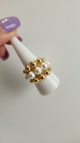 A523-13-Anillo de Esferas y Perlas