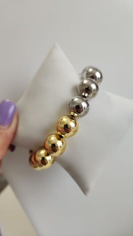 P523-23-Pulsera de Balines  Dos Tonos