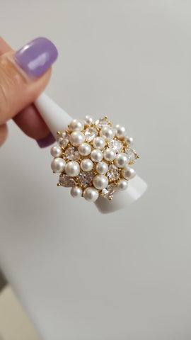 S523-33-Anillo Ramo Perlas y Piedras