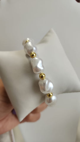 P523-26-Pulsera de Perlas y Balines