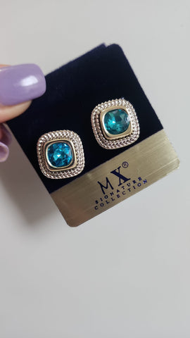 Aretes Rodio  Turquesa