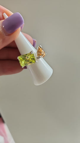 Anillo Plata 925-Dos Piedras