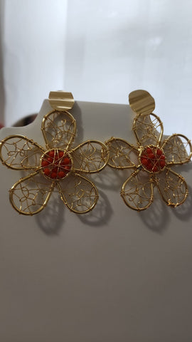 Aretes de Flor  Cuencas Anaranjado