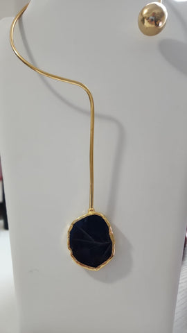 Choker  Esfera y Piedra Negra