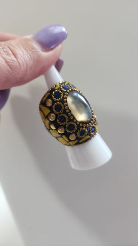 Anillo Mosaico  Amarillo Piedra Clear