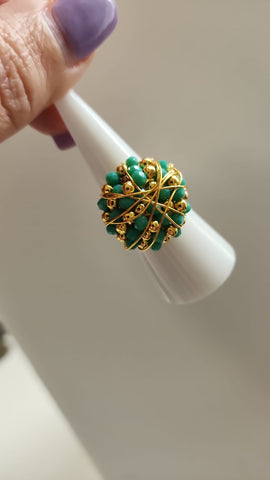 Anillo Cuencas Teal  Oro Laminado