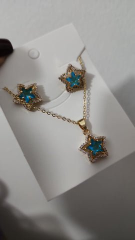 Set Estrella circonio Azul