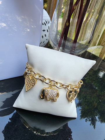 P-963-Pulsera Rodio de Charms  Elefante